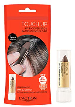 L'Action Paris Hair Cover Stick, Covers Grey and Discoloured Roots, Washes Out, Medium brown