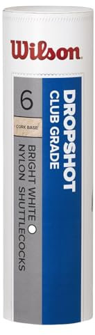 WILSON Badminton-Ball, Dropshot Shuttlecocks, 6-er Pack, Weiß, Kunststoff/Naturkork, WRT6046WH