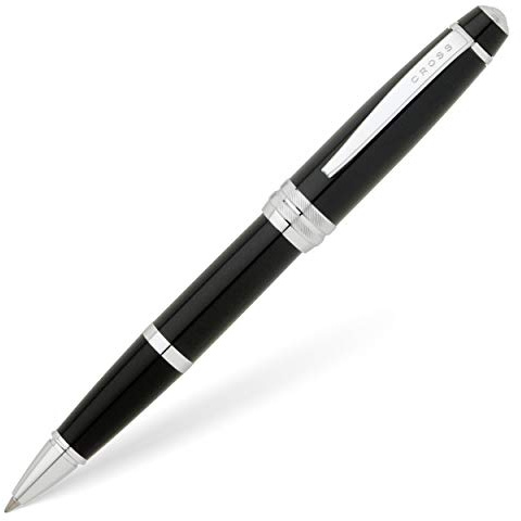 Cross Bailey Rollerball Selectip Pen (Schreibfarbe schwarz, Strichstärke M, in Premium Geschenkbox) Schwarz-Lack chromplattiert, 1 Stück (1er Pack)