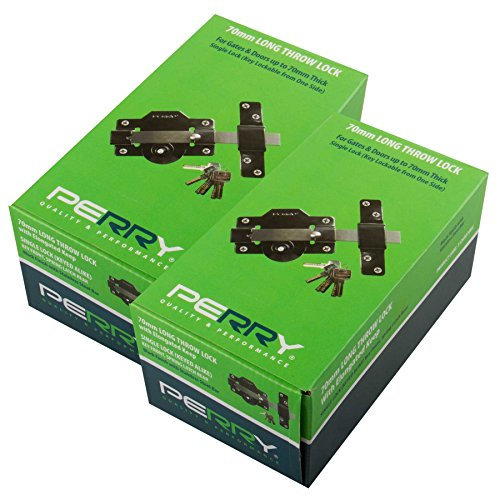 2 x Perry 1126A070BK 70mm No 1126 KA Single Locking Long Throw Locks with Elongated Keep and Stainless Steel Bar
