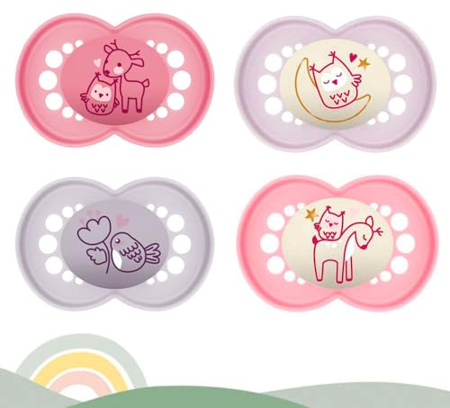 MAM day and night Skin Soft silicone dummy, 6-16 Mix, set of 4, including 2 sterilised transport boxes
