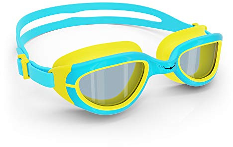 AqtivAqua Lunettes de Natation pour Enfants, Lunettes de Piscine pour Garçons et Filles JR (Bleu/Jaune, Gris)