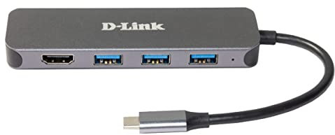 D-Link DUB-2333 5-in-1 USB-C Hub mit Power Delivery (PD 60W, 4K HDMI, 3 USB 3.0 Ports für PC, MacBook Pro, MacBook Air, iPad Pro, Chromebook, Surface Pro u.w.)