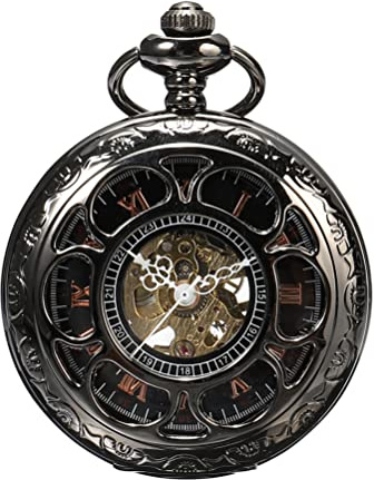 ShoppeWatch Men’s Pocket Watch with Chain | Hand Winding Vintage Pocket Watch | Classic Mechanical Movement Pocketwatch | 1920s Railroad Steampunk Costume Accessory PW19