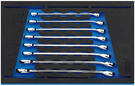 Draper 63522 Combination Spanner 8 Piece Set in 1/4 Drawer Eva Insert Tray , Blue