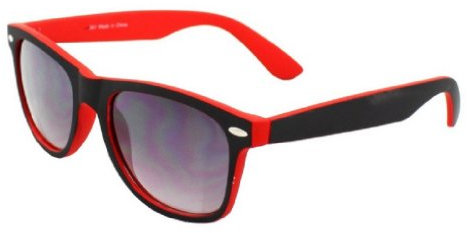 Tone Red & Black Classic Geek Style retro 80's Fashion Sunglasses Smoked Lenses Offe UV 400