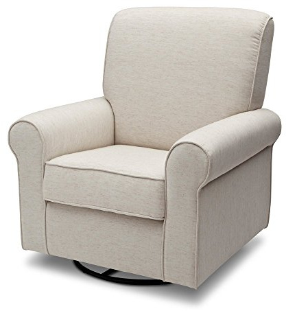 Delta Children Avery Upholstered Glider Swivel Rocker Chair, Metal, Sand