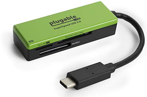 Plugable USB C SD Card Reader - USB C Card Reader for SD, Micro SD, MMC, or MS Cards (Compatible with Thunderbolt and USB C 2017 2018 2019 MacBook Pro, 2018 MacBook Air, 12 Inch Retina MacBook)