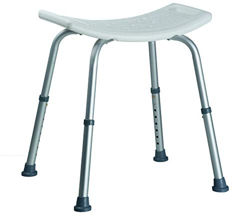 Bath & Shower Tabouret de Douche Duschhocker Aluminium, Blanc, 60x10x33 cm, Siège de Douche réglable en Hauteur Tabouret de Douche Ergonomique