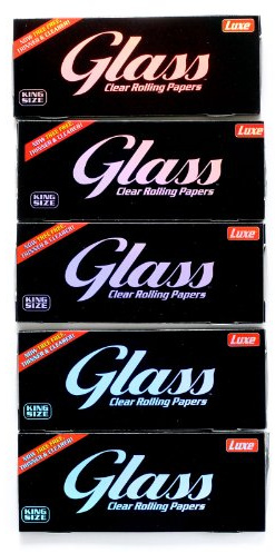 5 booklets x GLASS Clear Rolling paper King Size - 100% Natural - 200 papers by Glass