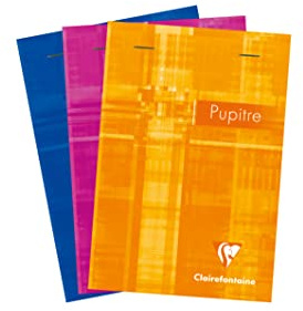 Clairefontaine 6642C - Heft Notizblock Pupitre DIN A6, kopfseitig geheftet, mikroperforiert, ohne Lochung, 80 Blatt 90g, kariert, farbig sortiert, 1 Stück