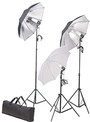 vidaXL Set Iluminación de Estudio Fotografía Trípodes y Sombrillas Paraguas