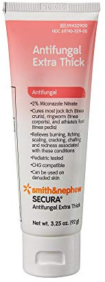 Smith & Nephew Secura 2% Miconazole Nitrate Cream Antifungal 3-1/4 oz. Tube