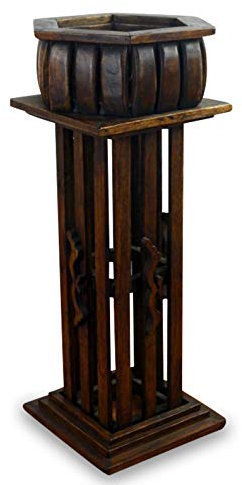 livasia Blumentopf Blumensäule aus Holz, Podest, Blumenständer (Handarbeit) 64cm