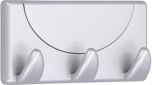 SIRO Kleiderhaken Buxtehude, Modern, Kunststoff metallisiert - weißaluminium, 103 mm x 23 mm x 50 mm, LA 64 mm, 0970-103MV11