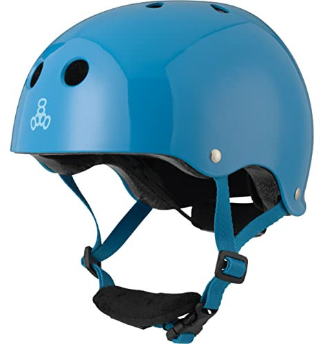 Triple Eight LIL 8 Dual Certified Sweatsaver Kids Skateboard and Bike Helmet with Padded Chin Buckle, Blue Glossy, (3928)