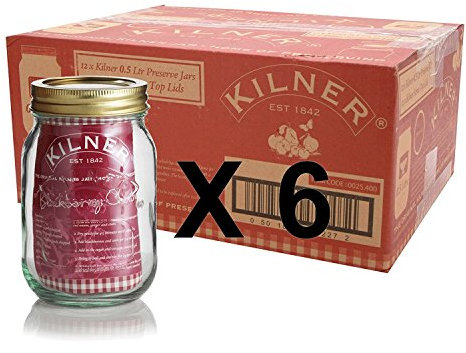 Kilner Set of 6 500ml Screw Top Storage Jars, 0.5 Litre
