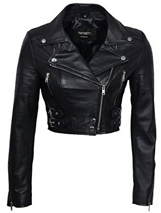 Infinity Chic Negro Bolero Motorista del Cuero de Las Mujeres 16