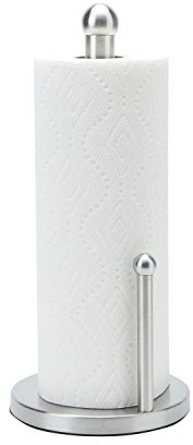 Kitchen Details Paper Towel Holder & Dispenser | Holds Standard Size Roll | Freestanding | Counter top | Weighted Base | Stainless Steel, 6.1x 6.1x 13.1