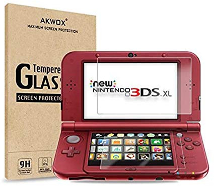 2 IN 1 Schutzfolie für Nintendo 3DS XL Akwox 9H Härtegrad Panzerfolie Displayschutz Glasfolie Stoßfest Kratzfest HD