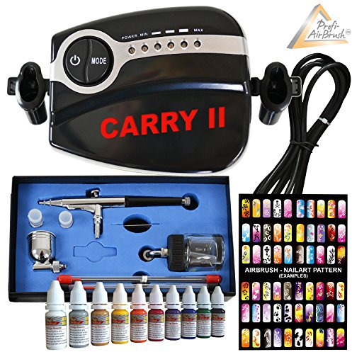 AMUR KIT AEROGRAPHE - Mini AEROGRAPHE Carry II - AEROGRAPHE KIT COMPRESSEUR Airbrush Ongles Deco Tatouages - COMPRESSEUR AERGRAPHE - KIT COMPRESSEUR AIBRBRUSH INCLUT Pistolet et Airbrush Peinture