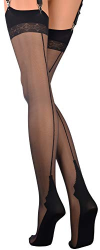 Trasparenze Pennac 20 Den Back Seamed Stockings [Garter belt not included] Color: Black Size: 1/2 (Small/Medium)