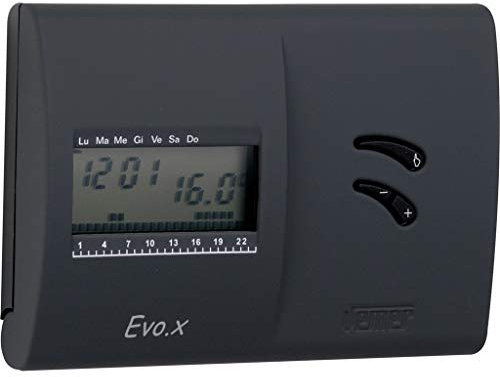 VEMER VN136800 EVO.X - Cronotermostato Digitale da Parete, Termostato Caldaia a Batteria, Programmazione Settimanale, Nero Opaco