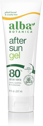 Alba Botanica Aloe Vera Gel for Skin, Cooling After Sun Treatment for Face and Body, Made with Purity Certified 80% Aloe Vera Gel Formula, 8 fl. oz. Tube (Packaging May Vary)