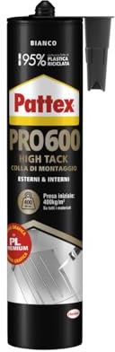 Pattex PRO 600, colle de montage, colle forte pour intérieur et extérieur, adhésif d'étanchéité résistant à l'eau et aux UV, blanc, 1 x 440 g