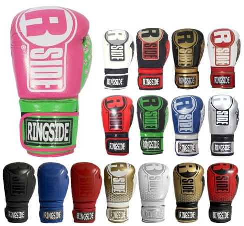 Ringside Apex Flash Sparring Gloves, IMF-Tech Boxing Gloves with Secure Wrist Support, Synthetic Boxing Gloves for Men and Women, Pink and Lime, 16 Oz