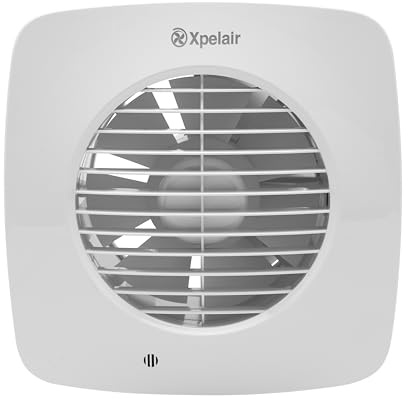 Xpelair DX150PS 6 / 150mm Kitchen Extractor Fan with Pullcord for Wall and Ceiling fitting with Square Grille-Front, IPX4 Rated, White