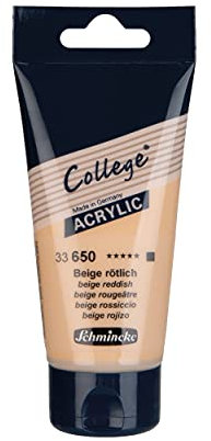 Schmincke - College Acrylic, Beige rötlich in 75 ml-Tube, 33650013, Acrylfarbe mit Künstler-Pigmenten in hoher Konzentration, deckend und lasierend, lichtecht, seidenmatt