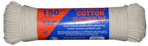 T.W Evans Cordage 43-076 7/32-Inch Evandale Cotton Clothesline 150-Feet Hank, Beige