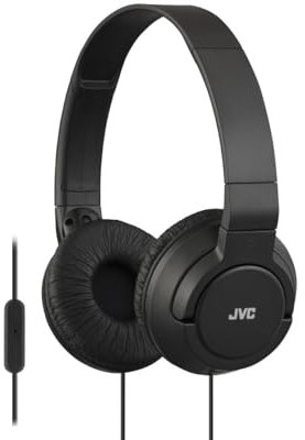 JVC Powerful Bass Lightweight Foldable On-Ear Headphones with Mic and Remote - Black