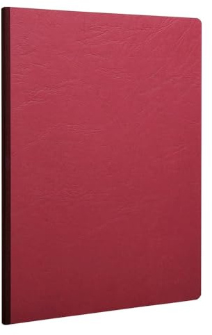 Clairefontaine 791462C – Anteckningsbok/anteckningsbok Age Bag DIN A4 21 x 29,7 cm, linjerad, 96 ark, 90 g, limmad med läderstruktur, med tryckta tillbehör, röd, 1 styck