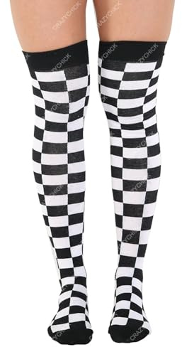 Crazy Chick® Checkered Over The Knee Socks - Neon OTK Socks in Green, Pink, Orange, Yellow, Red & White