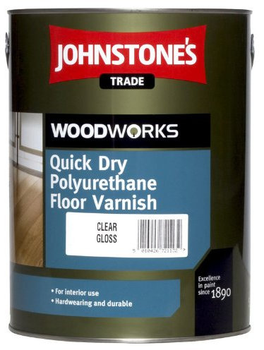2.5 LTR JOHNSTONE'S WOODWORKS Water Based Polyurethane Floor Varnish Clear Satin