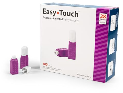 Easy Touch Pressure-Activated Safety Lancets, 28 Gauge (100ct)