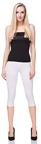 Futuro Fashion Korta skurna bomullsleggings, bekväm fitness, Vit, 48/50 SE