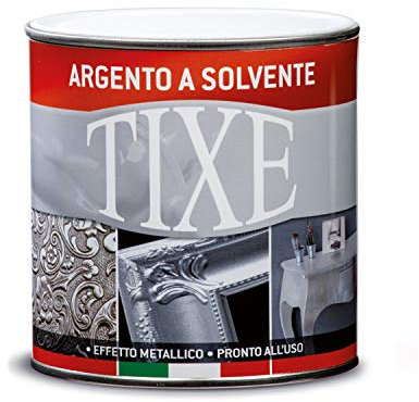 TIXE Vernice per Interni Solvente – Finitura Resistente e Lucida per Pareti e Superfici, Argento 500 ml