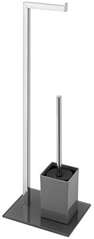 FERIDRAS 810002 Piantana Portarotolo e Scopino, Metallo, Grigio, 18x70.5x22