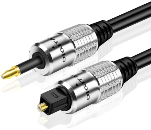 TNP Mini Toslink to Toslink Digital Optical Audio Cable, 10 Feet, S/PDIF