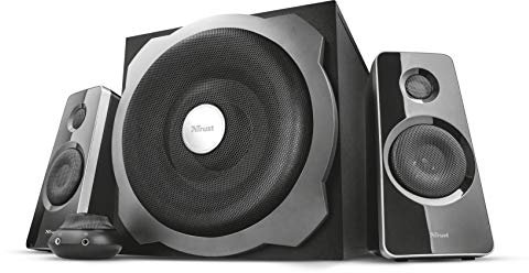 Trust Tytan 2.1 PC Speakers with Subwoofer, 120W (60W RMS), UK Plug, Sound System with Wired Volume Control, Jack 3.5 mm, Computer Speakers for PC, Laptop, TV, Tablet and Smartphone - Black