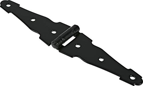 Hillman 853355 Hardware Essentials 852346 Antique Brass Spring Door Stops 2 Pack Ornamental Strap Hinge, Black, 2 Pieces