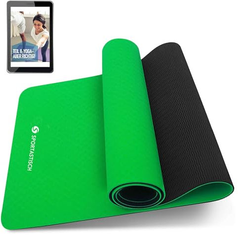 Sportastisch Profi Yogamatte „Yoga Star“ rutschfeste TPE Gymnastikmatte, 6mm Fitnessmatte Sportmatte gepolstert für Workout zuhause (183 x 61 cm)