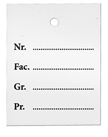 1000 Kartonetiketten mit Loch 35x45mm + Druck, in praktischem Karton - Einzeletiketten - Preisschilder - Etiketten Anhänger - Hängeetiketten [S-3545B]