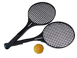 BLUE SKY - Tennis Schlägerset - Tennis - Schlägerspiel - 046521A - Schwarz - Kunststoff - 53 cm x 22 cm - Kinderspielzeug - Outdoor-Spiel - Ab 3 Jahren