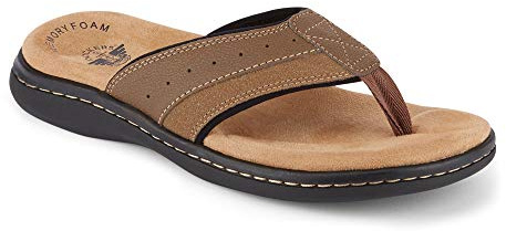 DOCKERS Mens Laguna Beach Flip Flop Sandals, Dark Tan, 10M