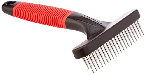 Ferplast 2-in-1-Kamm für Hunde und Katzen, mittellanges und langes Haar, abgerundete, rotierende Anti-Irritationszähne und rutschfester Griff