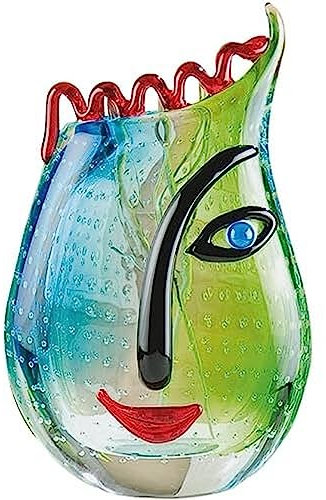 GILDE GLAS art Vase Gesicht - Skulptur und Dekoobjekt handgefertigt - H 28 cm